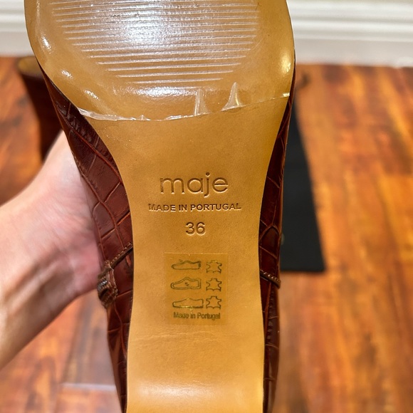 Brand new MAJE crocodile-effect embossed leather ankle boots size 36 - Picture 4 of 8